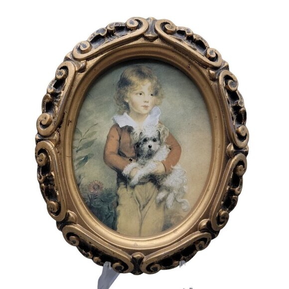 2 Antique Prints Master Simpson & Thomas Lawrence Miss Murray Boy w/Dog 6" Frame - Picture 2 of 15